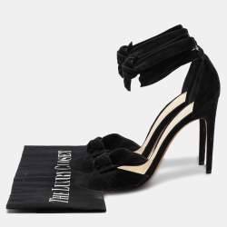Pre Owned Alexandre Birman Black Suede Clarita Ankle Tie Sandals Size 37.5