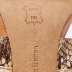 Alexandre Birman Beige/Brown Snakeskin Lace Up Sandals Size 39.5