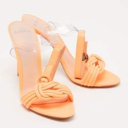  Alexandre Birman Orange Leather Knot Ankle Strap Sandals Size 39