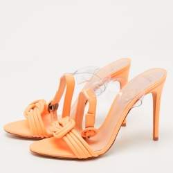  Alexandre Birman Orange Leather Knot Ankle Strap Sandals Size 39