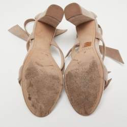 Pre Owned Alexandre Birman Beige Suede Lolita Ankle Tie Sandals Size 39