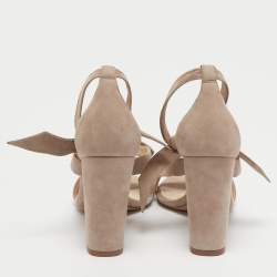 Pre Owned Alexandre Birman Beige Suede Lolita Ankle Tie Sandals Size 39