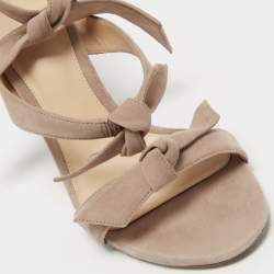 Pre Owned Alexandre Birman Beige Suede Lolita Ankle Tie Sandals Size 39