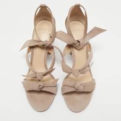 Pre Owned Alexandre Birman Beige Suede Lolita Ankle Tie Sandals Size 39