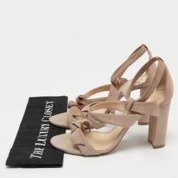 Pre Owned Alexandre Birman Beige Suede Lolita Ankle Tie Sandals Size 39