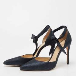 Pre Owned Alexandre Birman Navy Blue Denim Ankle Wrap Pumps Size 38.5