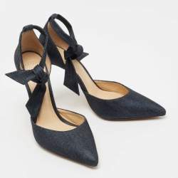 Pre Owned Alexandre Birman Navy Blue Denim Ankle Wrap Pumps Size 38.5