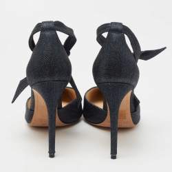 Pre Owned Alexandre Birman Navy Blue Denim Ankle Wrap Pumps Size 38.5