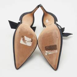 Pre Owned Alexandre Birman Navy Blue Denim Ankle Wrap Pumps Size 38.5