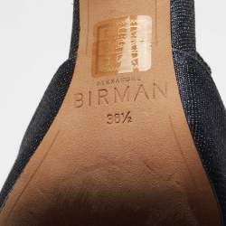 Pre Owned Alexandre Birman Navy Blue Denim Ankle Wrap Pumps Size 38.5