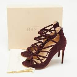 Pre Owned Alexandre Birman Burgundy Suede Lolita Strappy Sandals Size 40