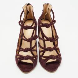 Pre Owned Alexandre Birman Burgundy Suede Lolita Strappy Sandals Size 40