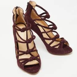 Pre Owned Alexandre Birman Burgundy Suede Lolita Strappy Sandals Size 40