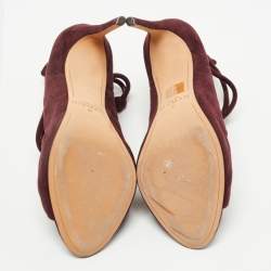 Pre Owned Alexandre Birman Burgundy Suede Lolita Strappy Sandals Size 40