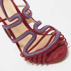 Pre Owned Alexandre Birman Burgundy Suede Ankle Strap Cage Sandals Size 38