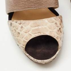 Alexandre Birman Brown/Black Python and Suede Platform Slingback Sandals Size 41