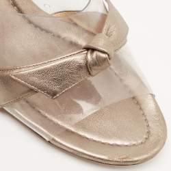 Alexandre Birman Metallic Leather and PVC Clarita Slide Sandals Size 41.5