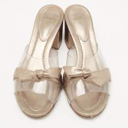 Alexandre Birman Metallic Leather and PVC Clarita Slide Sandals Size 41.5