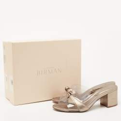 Alexandre Birman Metallic Leather and PVC Clarita Slide Sandals Size 41.5