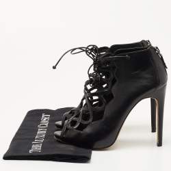 Alexandre Birman Black Leather Lace Up Ankle Boots Size 36
