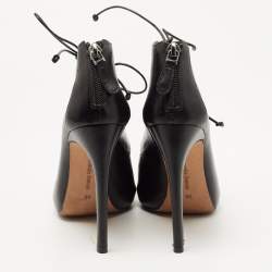 Alexandre Birman Black Leather Lace Up Ankle Boots Size 36