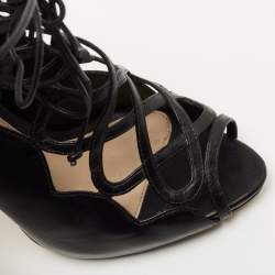 Alexandre Birman Black Leather Lace Up Ankle Boots Size 36