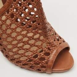 Pre Owned Alexandre Birman Brown Woven Leather Jackye Ankle Tie Sandals Size 36