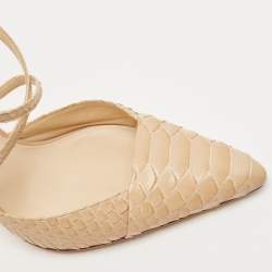 Alexandre Birman Beige Python Ankle Strap Pumps Size 41