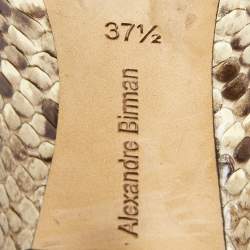 Pre Owned Alexandra Birman Beige/Brown Python Pointed Toe Pumps Size 37.5