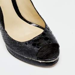 Alexandre Birman Black Python Peep Toe Platform Pumps Size 39.5