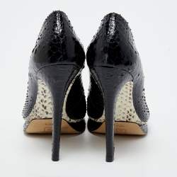 Alexandre Birman Black Python Peep Toe Platform Pumps Size 39.5