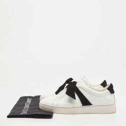 Alexandre Birman White/Black Leather and Suede Bow Clarita Sneakers Size 37