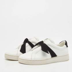 Alexandre Birman White/Black Leather and Suede Bow Clarita Sneakers Size 37