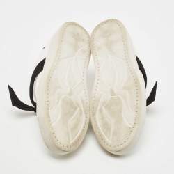 Alexandre Birman White/Black Leather and Suede Bow Clarita Sneakers Size 37