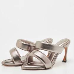 Alexandre Birman Metallic Leather Lilla Slide Sandals Size 40