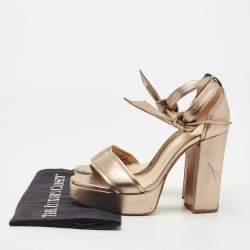 Alexandre Birman Metallic Leather Celine Sandals Size 38