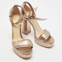 Alexandre Birman Metallic Leather Celine Sandals Size 38