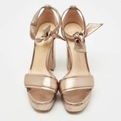 Alexandre Birman Metallic Leather Celine Sandals Size 38
