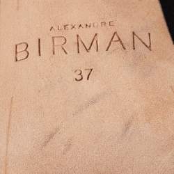 Pre Owned Alexandre Birman Black Nubuck Leather Crystal Embellished Platform Ankle Strap Sandals Size 37