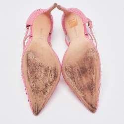 Alexandre Birman Pink Python Leather Crisscross Strap Pumps Size 37.5