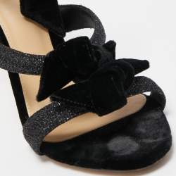 Alexandre Birman Black Velvet and Glitter Tripple Knot Lolita Sandals Size 36.5
