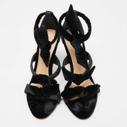 Alexandre Birman Black Velvet and Glitter Tripple Knot Lolita Sandals Size 36.5