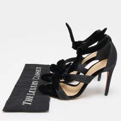 Alexandre Birman Black Velvet and Glitter Tripple Knot Lolita Sandals Size 36.5