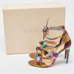 Pre Owned Alexandre Birman Multicolor Stripe Lame Fabric Lolita Sandals Size 36.5