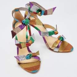 Pre Owned Alexandre Birman Multicolor Stripe Lame Fabric Lolita Sandals Size 36.5
