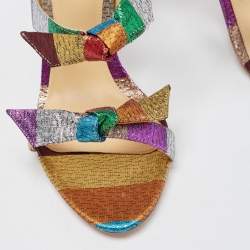 Pre Owned Alexandre Birman Multicolor Stripe Lame Fabric Lolita Sandals Size 36.5