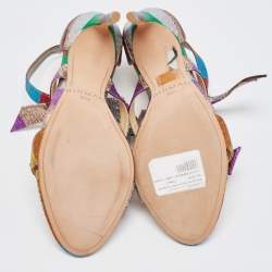 Pre Owned Alexandre Birman Multicolor Stripe Lame Fabric Lolita Sandals Size 36.5