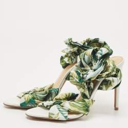 Pre Owned Alexandre Birman Multicolor Fabric Kacey Knot Detail Ankle Wrap Sandals Size 37