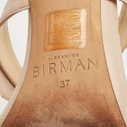 Alexandre Birman Beige Leather Ankle Strap Sandals Size 37