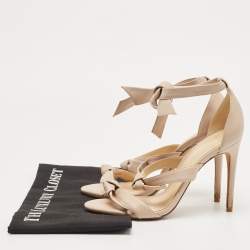 Alexandre Birman Beige Leather Ankle Strap Sandals Size 37